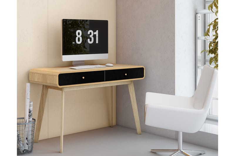 Skrivebord Caitlyn 120 cm - Natur/Svart - Skrivebord - Databord & PC bord