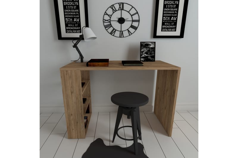 Skrivebord Caldara 90 cm med Oppbevaringshyller - Valnøttsbrun - Skrivebord - Databord & PC bord