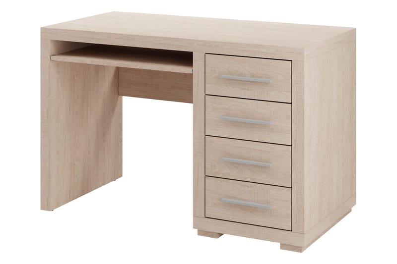 Skrivebord Ciborro 120 cm med Oppbevaring 4 Skuffer, Beige/Grå