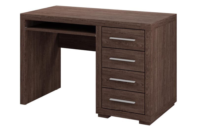 Skrivebord Ciborro 120 cm med Oppbevaring 4 Skuffer, Eikfarge/Brun