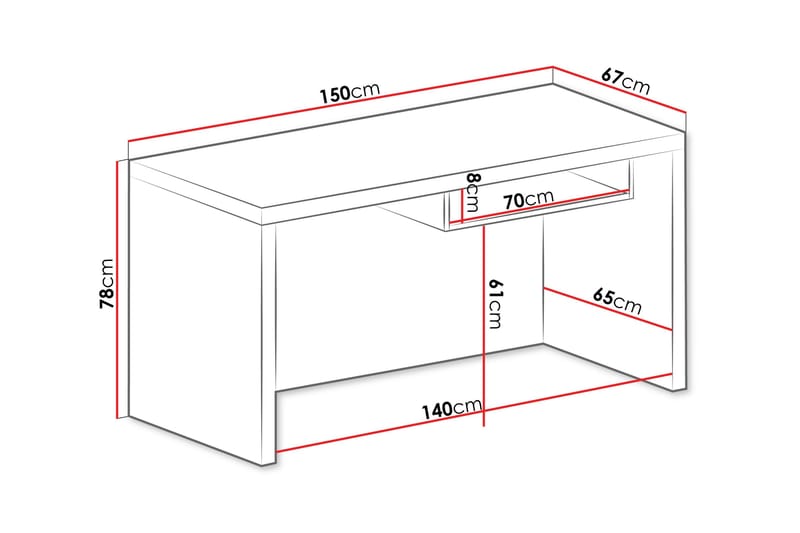 Skrivebord Ciborro 150 cm - Hvit - Møbler - Bord - Kontorbord - Skrivebord