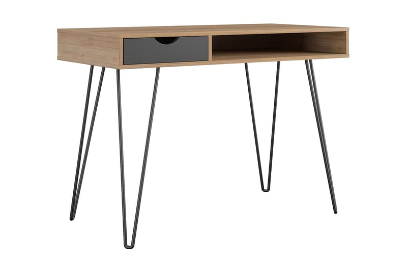 Skrivebord Concord 106 cm med Oppbevaring Skuff Grå/Natur/Sv - Novogratz - Møbler - Bord - Kontorbord - Skrivebord