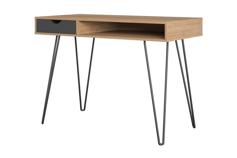 Skrivebord Concord 106 cm med Oppbevaring Skuff Grå/Natur/Sv - Novogratz - Møbler - Bord - Kontorbord - Skrivebord