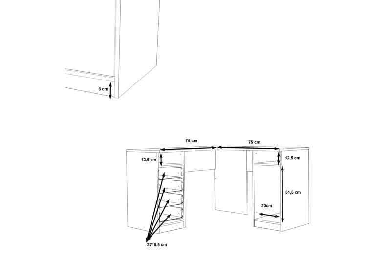 Skrivebord Cromarty 125 cm - Hvit - Skrivebord - Databord & PC bord