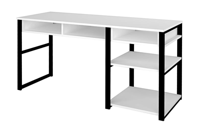 Skrivebord Dehana 150 cm med Oppbevaring 5 Hyller - Hvit/Svart - Skrivebord - Databord & PC bord