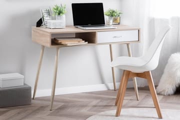 Skrivebord Deoban 100 cm med Oppbevaring Skuff + Hylle - Lysebrun/Vi - Møbler - Bord - Kontorbord - Skrivebord
