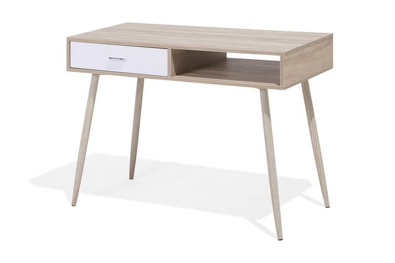 Skrivebord Deoban 100 cm med Oppbevaring Skuff + Hylle - Lysebrun/Vi - Møbler - Bord - Kontorbord - Skrivebord