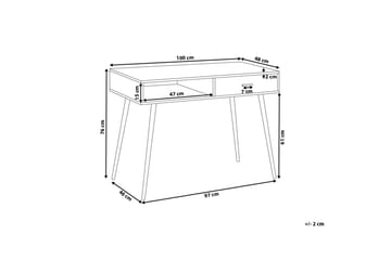 Skrivebord Deoban 100 cm med Oppbevaring Skuff + Hylle - Lysebrun/Vi - Møbler - Bord - Kontorbord - Skrivebord