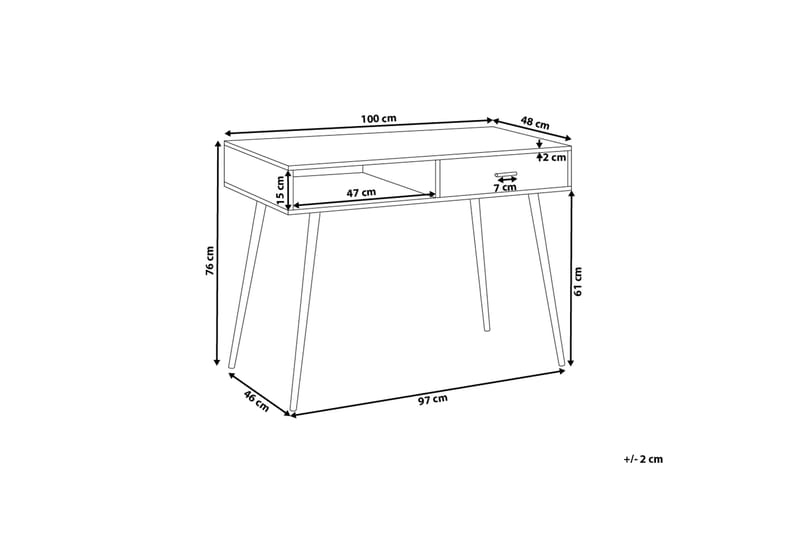 Skrivebord Deoban 100 cm med Oppbevaring Skuff + Hylle - Lysebrun/Vi - Møbler - Bord - Kontorbord - Skrivebord