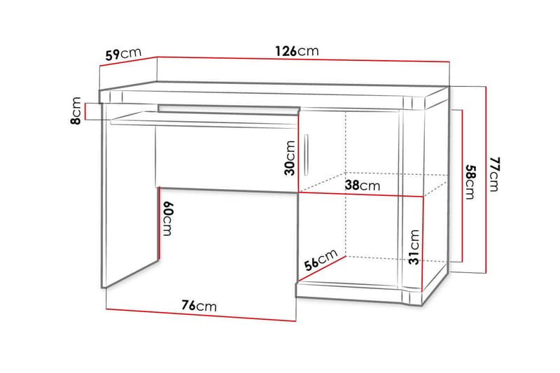 Skrivebord Domineck 126 cm med Oppbevaring Skap - Tryffel/Grå - Skrivebord - Databord & PC bord