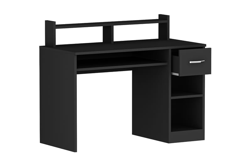 Skrivebord Eslemez 120 cm med Oppbevaringsskuff + Hyller - Antrasitt - Møbler - Bord - Kontorbord - Skrivebord