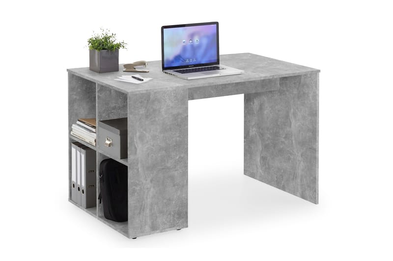 Skrivebord Evania 117 cm med Oppbevaringshyller - Betonggrå - Skrivebord - Databord & PC bord