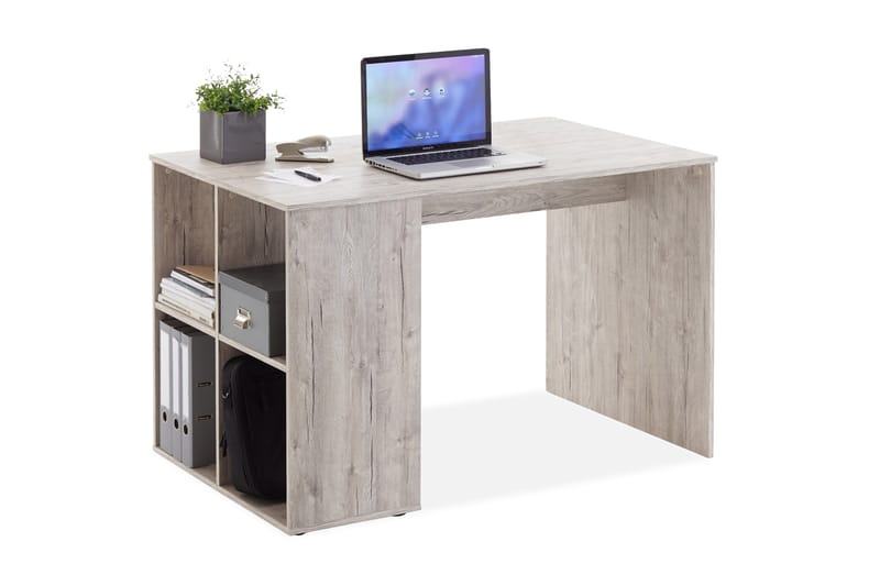 Skrivebord Evania 117 cm med Oppbevaringshyller - Grå/Natur - Skrivebord - Databord & PC bord