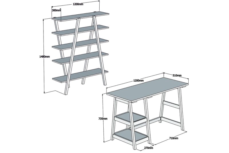 Skrivebord Fatimah 120 cm med Oppbevaring Hyller - Brun - Skrivebord - Databord & PC bord