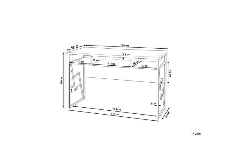 Skrivebord Forrieres 120 cm med Oppbevaringshylle - Mørkebrun/Svart - Skrivebord - Databord & PC bord