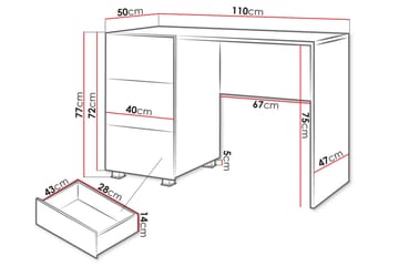 Skrivebord Frick 110 cm med Oppbevaring - Hvit - Møbler - Bord - Kontorbord - Skrivebord