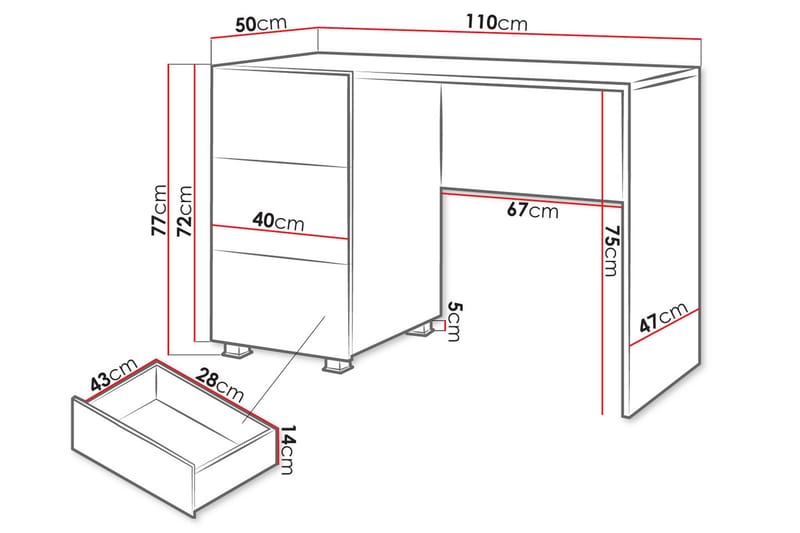Skrivebord Frick 110 cm med Oppbevaring - Hvit - Møbler - Bord - Kontorbord - Skrivebord