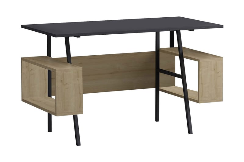 Skrivebord Furesta 120x73,8x120 cm med oppbevaring - Grå/Brun - Skrivebord - Databord & PC bord