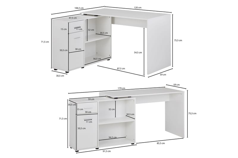 Skrivebord Gaddana 120 cm - Hvit - Møbler - Bord - Kontorbord - Skrivebord