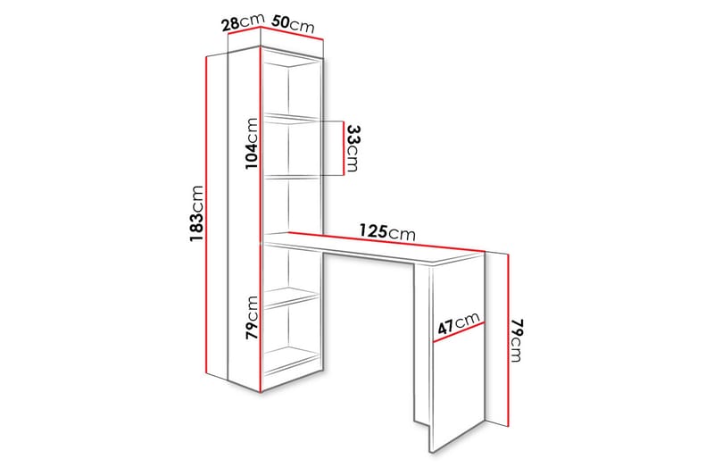 Skrivebord Gdeide 50x125 cm - Skrivebord - Databord & PC bord