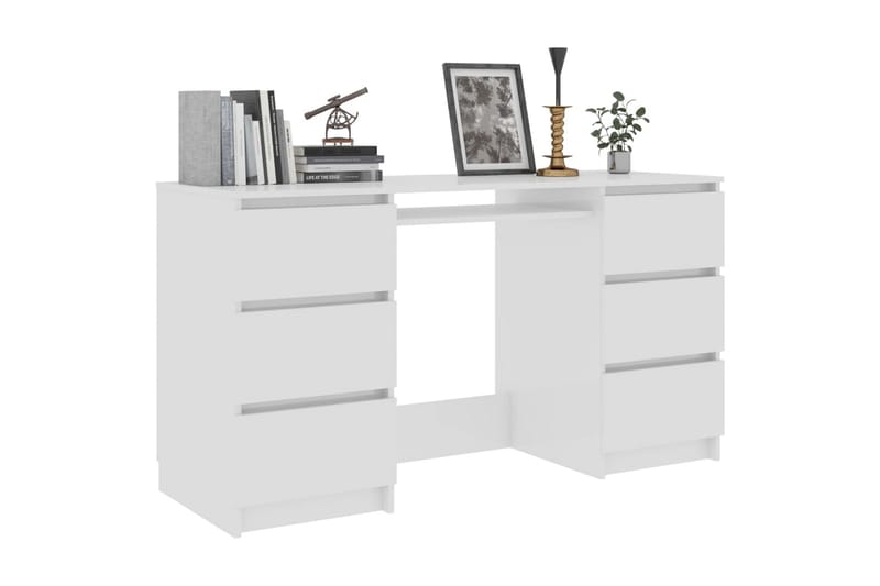 Skrivebord høyglans hvit 140x50x77 cm sponplate - Hvit - Skrivebord - Databord & PC bord