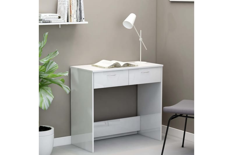 Skrivebord høyglans hvit 80x40x75 cm sponplate - Hvit - Skrivebord - Databord & PC bord