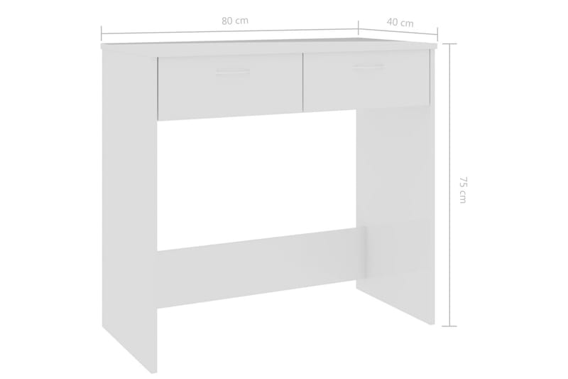 Skrivebord høyglans hvit 80x40x75 cm sponplate - Hvit - Skrivebord - Databord & PC bord