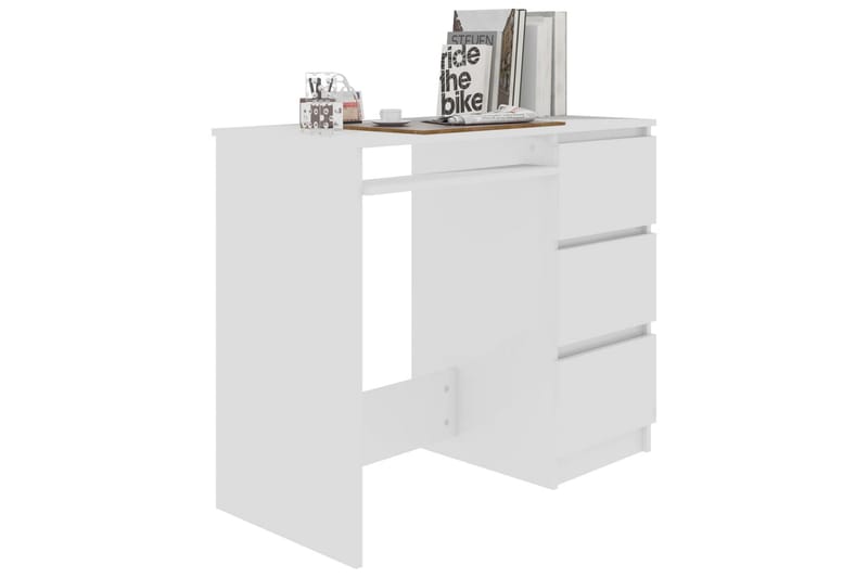Skrivebord høyglans hvit 90x45x76 cm sponplate - Hvit - Skrivebord - Databord & PC bord