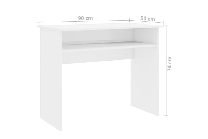 Skrivebord høyglans hvit 90x50x74 cm sponplate - Hvit - Skrivebord - Databord & PC bord