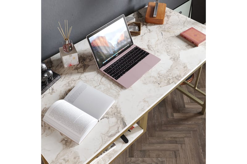 Skrivebord Handen 120 cm med Oppbevaringshylle - Gull - Skrivebord - Databord & PC bord