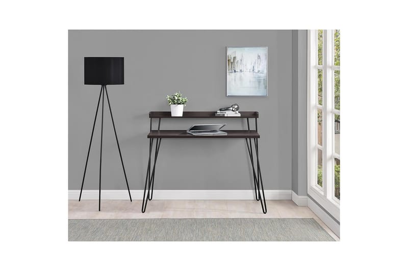 Skrivebord Haven 114 cm med Oppbevaringshylle Espresso/Svart - Dorel Home - Skrivebord - Databord & PC bord