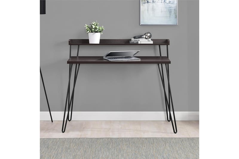 Skrivebord Haven 114 cm med Oppbevaringshylle Espresso/Svart - Dorel Home - Skrivebord - Databord & PC bord