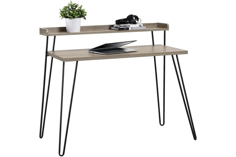 Skrivebord Haven 114 cm med Oppbevaringshylle Grå/Svart - Dorel Home - Skrivebord - Databord & PC bord