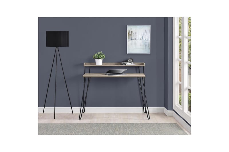 Skrivebord Haven 114 cm med Oppbevaringshylle Grå/Svart - Dorel Home - Skrivebord - Databord & PC bord