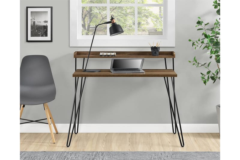 Skrivebord Haven 114 cm med Oppbevaringshylle Valnøttsbrun/S - Dorel Home - Skrivebord - Databord & PC bord