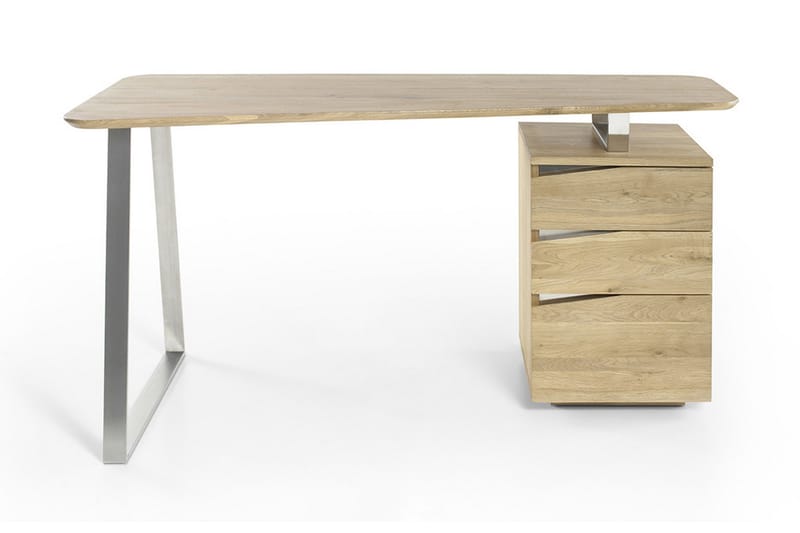 Skrivebord Hilana 150 cm med Oppbevaring 3 Skuffer - Massiv Eik - Skrivebord - Databord & PC bord