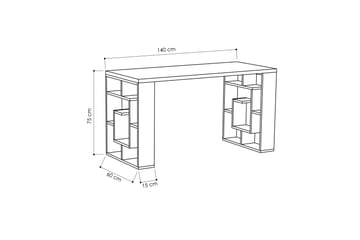 Skrivebord Hildegarde 140 cm med Oppbevaring Hyller - Brun/Hvit - Møbler - Bord - Kontorbord - Skrivebord