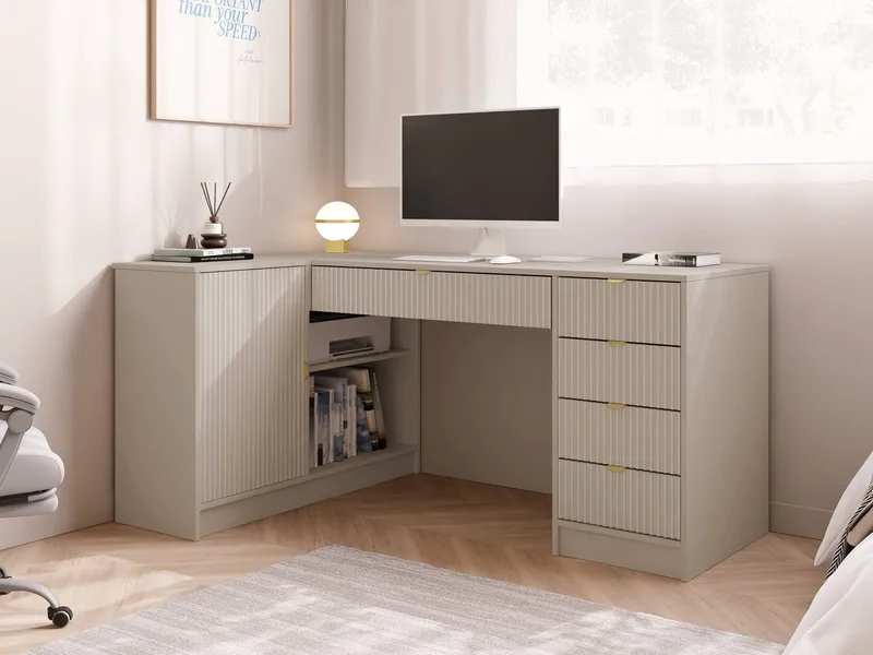 skrivebord Hjørneskrivebord TIRENO beige - Møbler - Bord - Kontorbord - Skrivebord - Hjørneskrivebord