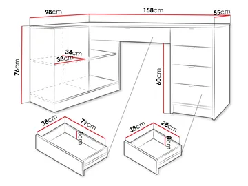 skrivebord Hjørneskrivebord TIRENO hvit - Møbler - Bord - Kontorbord - Skrivebord - Hjørneskrivebord
