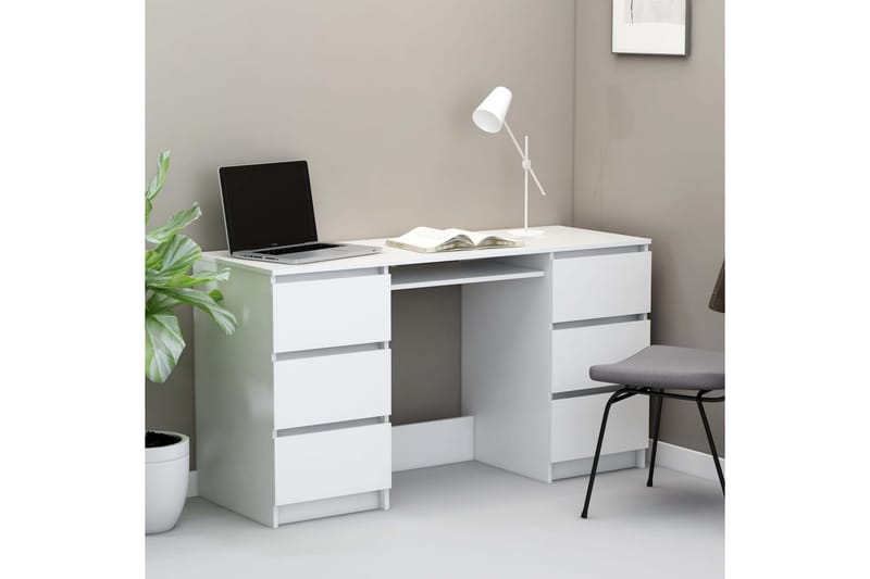 Skrivebord hvit 140x50x77 cm sponplate - Hvit - Skrivebord - Databord & PC bord
