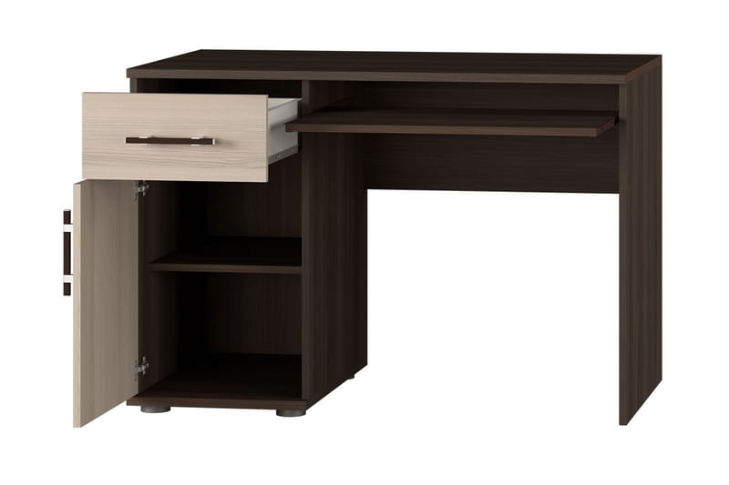 Skrivebord Inezgane 110 cm med Oppbevaringsskuff + Skap - Beige/Brun - Skrivebord - Databord & PC bord