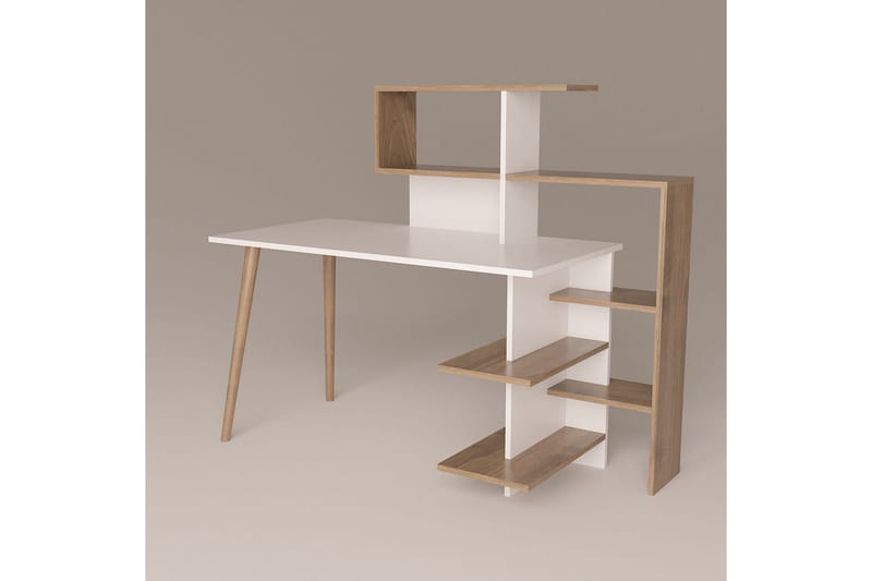 Skrivebord Itason 141,8x121,4x141,8 cm med oppbevaring - Brun - Skrivebord - Databord & PC bord