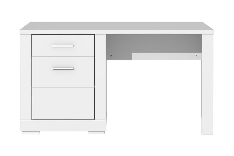 Skrivebord Janyha 138 cm med Oppbevaringshylle + Skap - Hvit - Skrivebord - Databord & PC bord