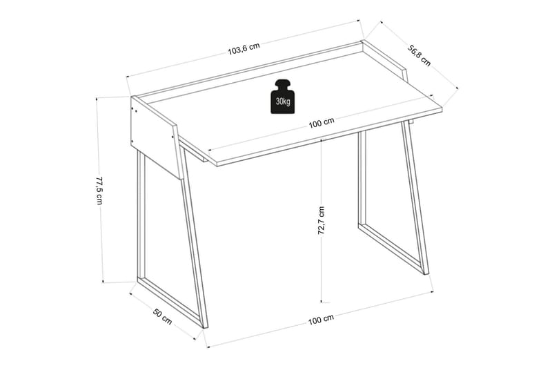 Skrivebord Kanisha 103,6x77,5x103,6 cm - Grå/Brun - Skrivebord - Databord & PC bord