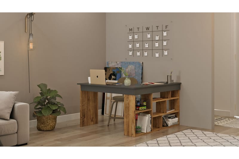 Skrivebord Karron 129 cm - Natur/Svart - Skrivebord - Databord & PC bord