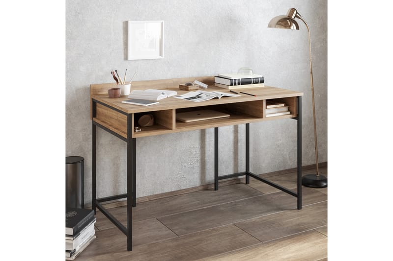 Skrivebord Kerkejaure 120 cm med Oppbevaringshyller - Svart - Skrivebord - Databord & PC bord