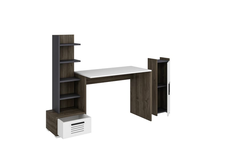 Skrivebord Knista 120x72x120 cm med oppbevaring - Brun - Skrivebord - Databord & PC bord