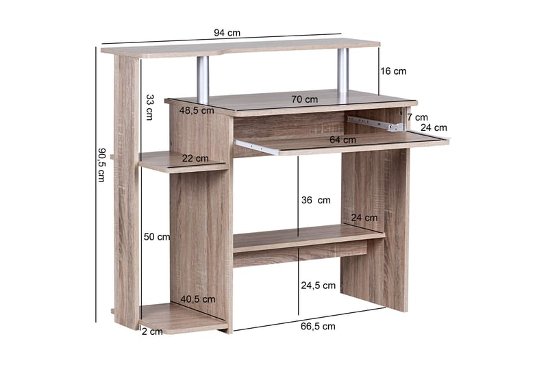 Skrivebord Kolstrup 94 cm - Tre/natur - Skrivebord - Databord & PC bord