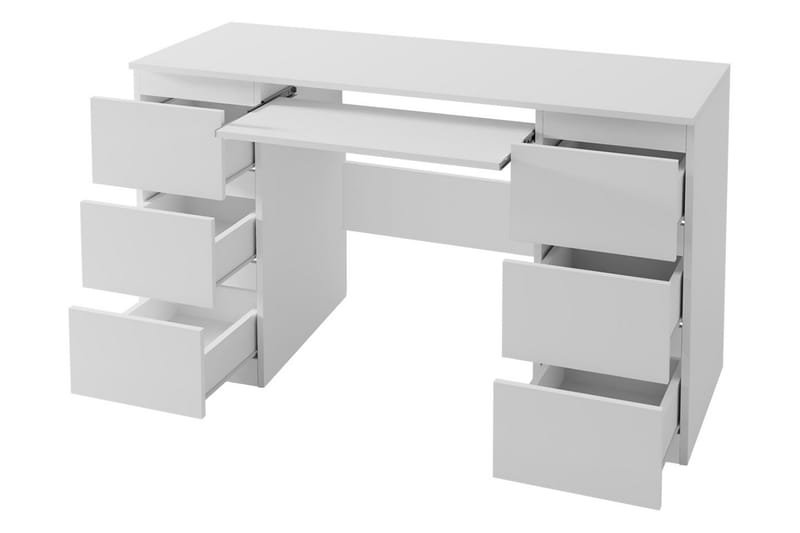 Skrivebord Kublis 130 cm med Oppbevaringsskuffer - Grå/Hvit - Skrivebord - Databord & PC bord