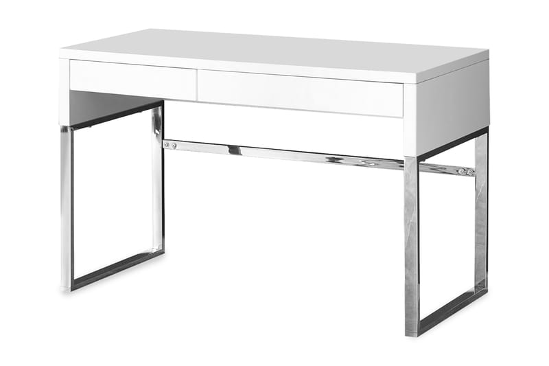 Skrivebord Lakendra 120 cm med Oppbevaringsskuffer - Hvit/Krom - Skrivebord - Databord & PC bord